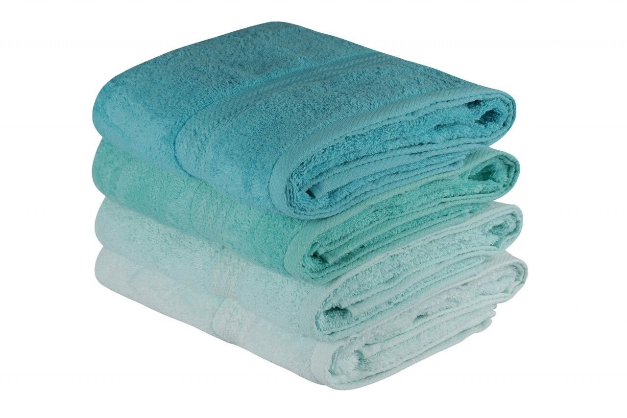 Set 4 prosoape de baie 70x140 cm, 100% bumbac, Hobby, aqua - imagine 5
